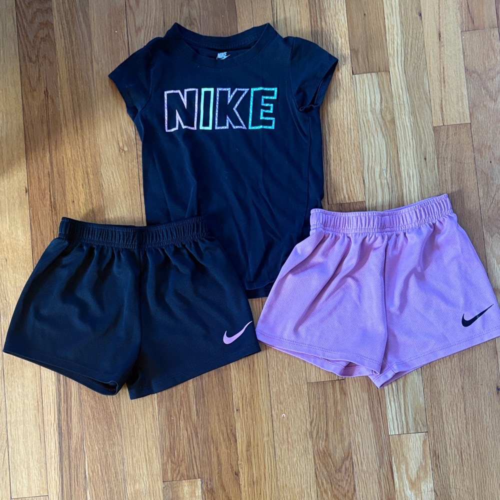 Nike Girls' Athletic Shorts Set - Black and pink